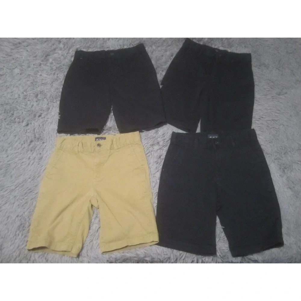 PLACE Shorts Boys 8 Blue Tan w/Pockets Cotton Chino Lot of 4